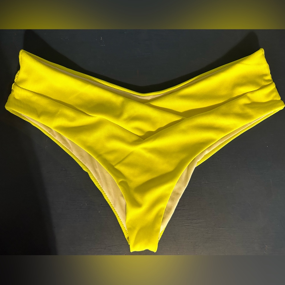 Neon Yellow Ribbed Bikini Bottoms